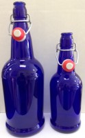 EZ CAP 1 liter (33.7 fl. oz.) Blue Flip-Top bottles (dz)